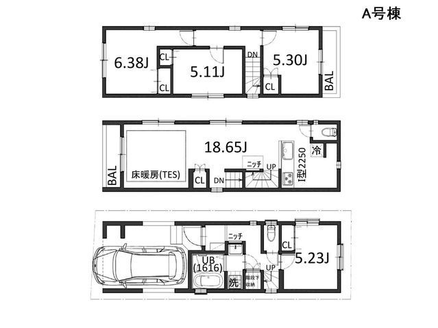   Ａ号棟　建物面積　107.23ｍ2　土地建物価格　4180万円
