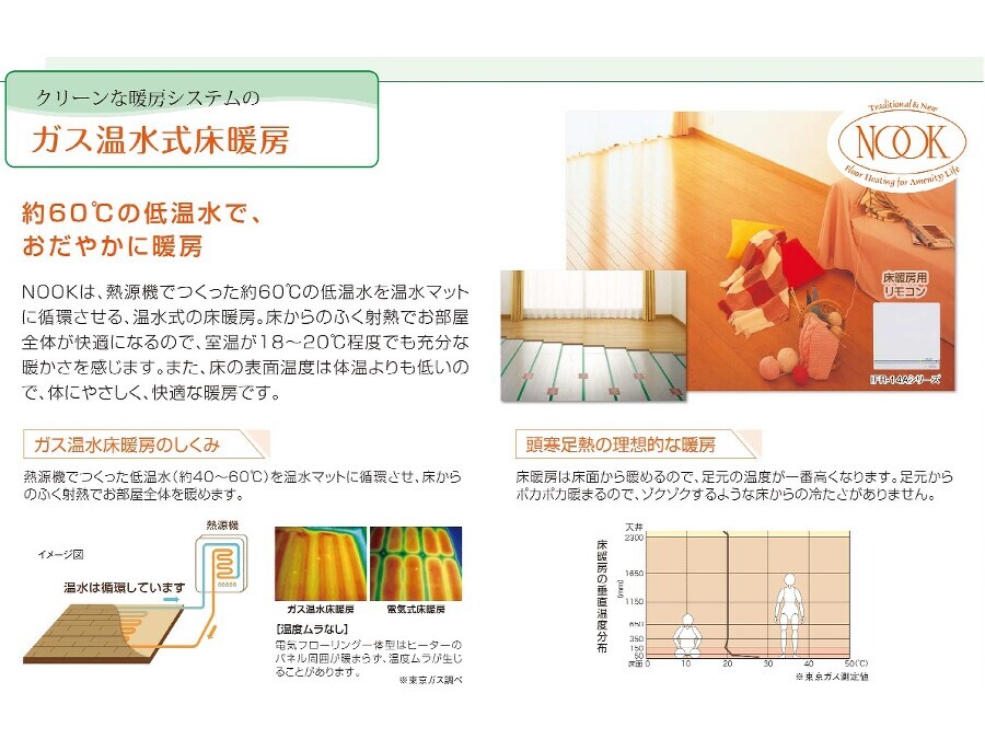     クリーンな暖房システムのガス温水式床暖房-NOOK