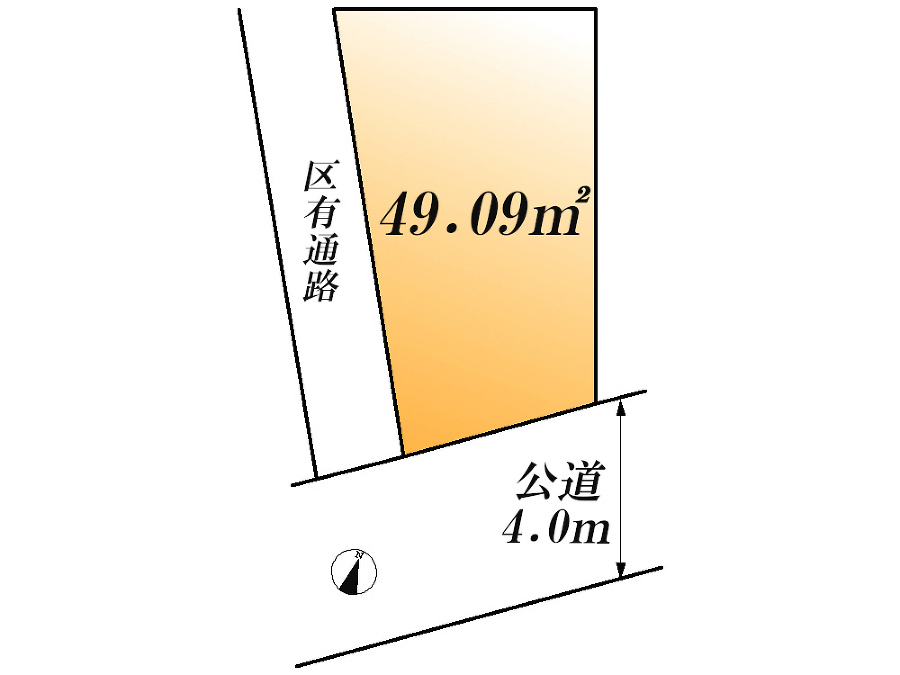   区画図　4180万円、2LDK+S（納戸）、土地面積49.09m2、建物面積79.44m2