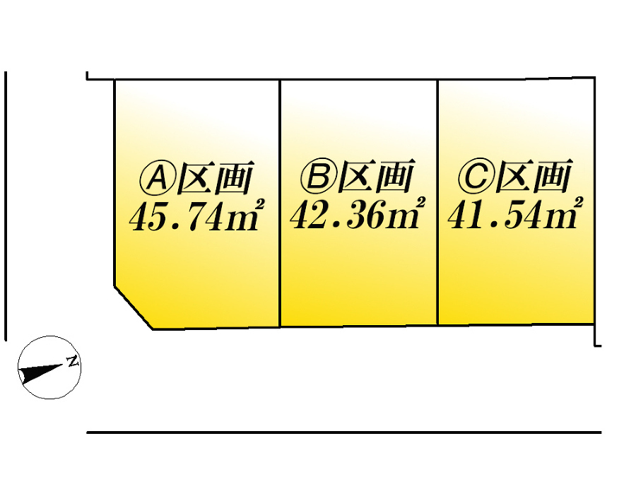   全体区画図（当該B区画）土地価格2647万円、土地面積42.36m2