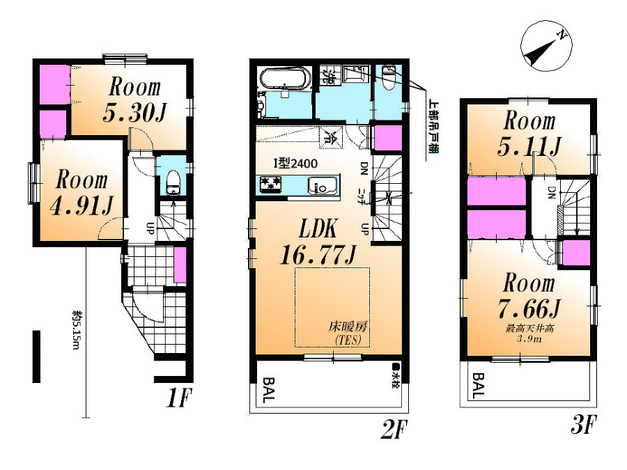   価格6980万円、2LDK+2S、土地面積60.66m2、建物面積109.39m2