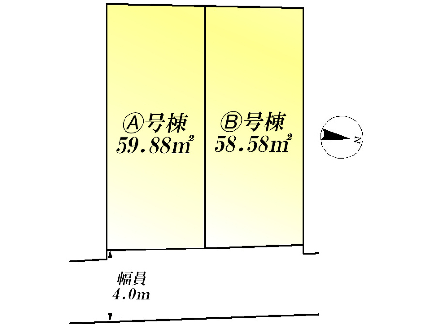   全体区画図(当該Ｂ号棟)、価格7580万円、3LDK+S、土地面積58.58m2、建物面積105.89m2
