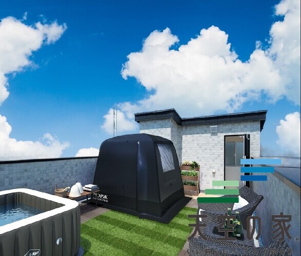   【同仕様】スカイバルコニーで休日に友人などを呼んでBBQや，お子様のプールなどで遊べますね♪