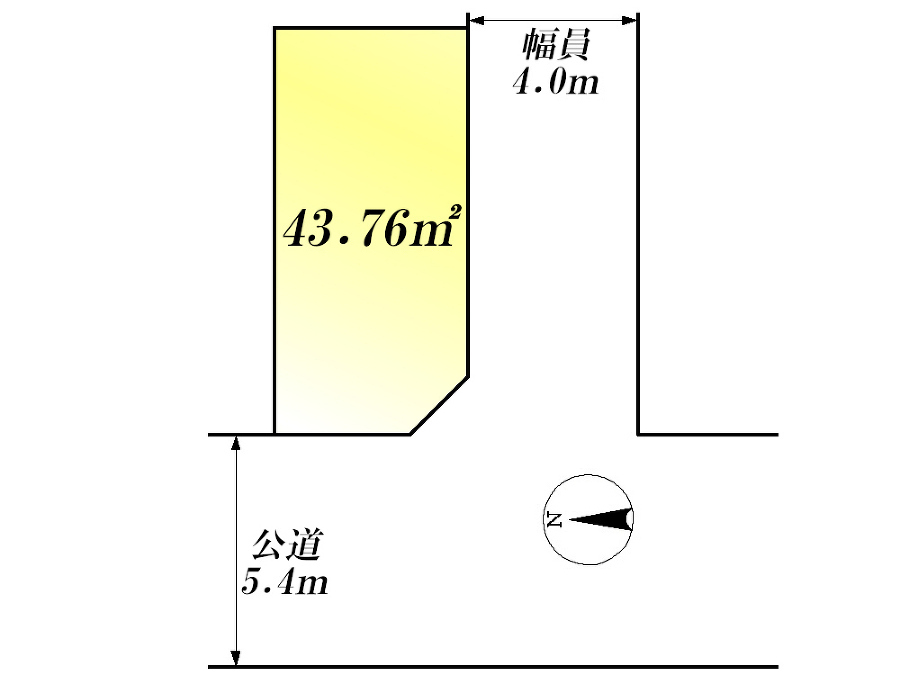   区画図　土地価格５２７９万円、土地面積４３．７６ｍ２    