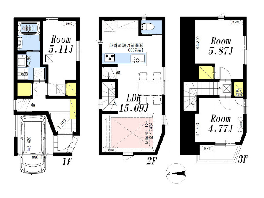   建物プラン例２ＳＬＤＫ、建物価格２１０１万円、建物面積７５．９９ｍ２
