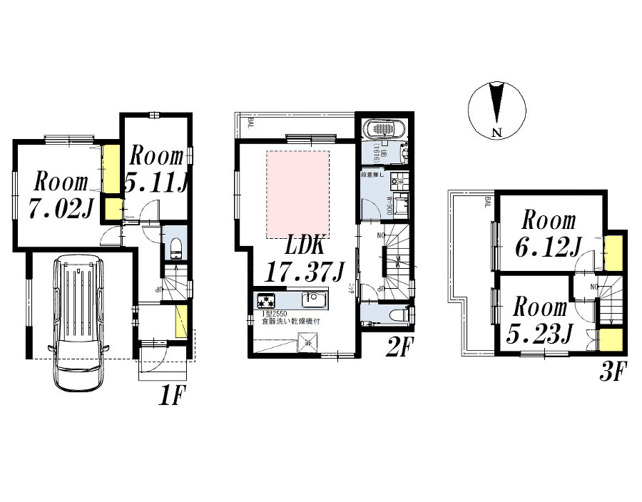   間取図　価格7980万円、4LDK、土地面積74.32m2、建物面積106.7m2