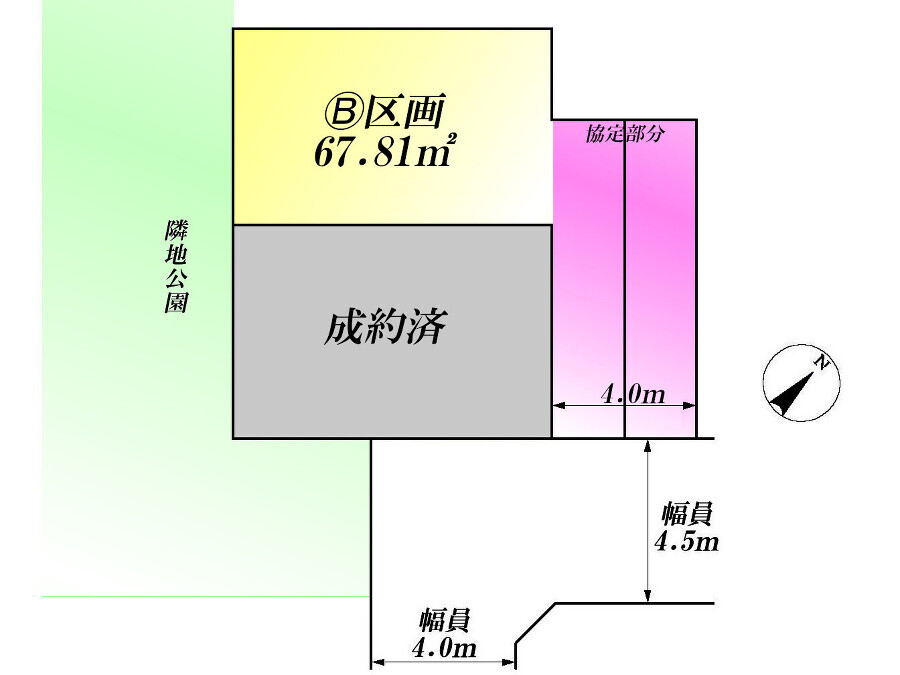   区画図　土地価格3036万円、土地面積67.81m2