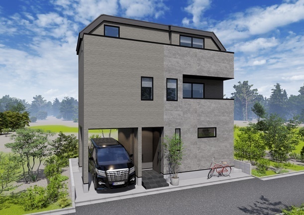   洗練された美しいデザインのシンプルモダンな戸建。美しい街並みに溶け込んだ上質な暮らし感じさせ、心も満たしてくれるお住まいです。完成予想図
