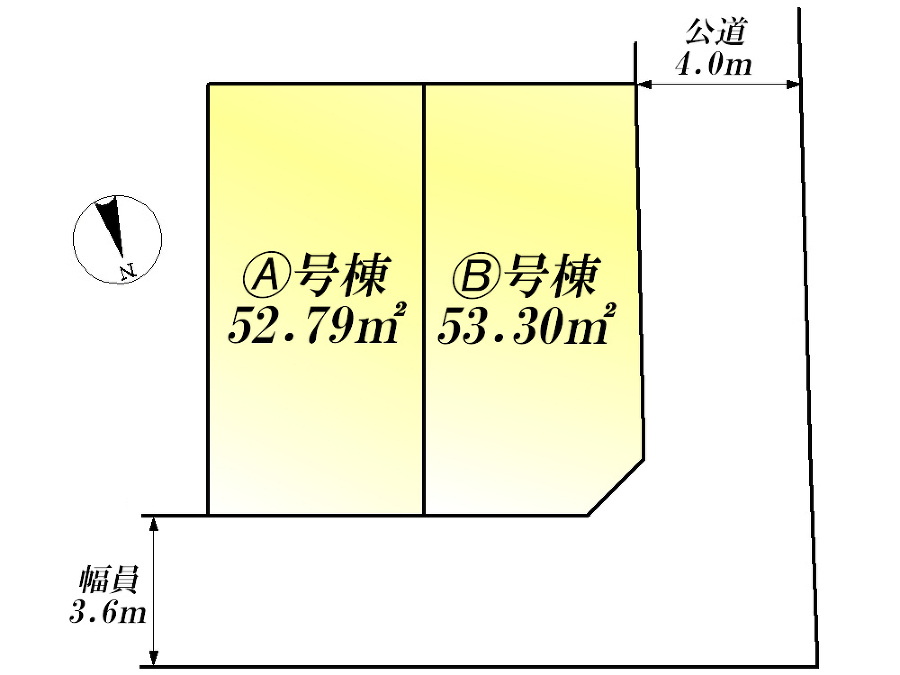   全体区画図(当該Ｂ号棟)、価格7480万円、4LDK、土地面積53.3m2、建物面積96.85m2