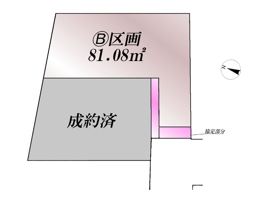   全体区画図（当該Ｂ区画）土地価格5298万円、土地面積81.08m2