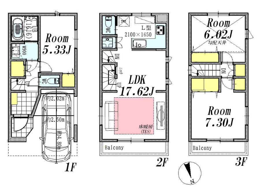   間取図　(Ａ号棟)、価格6980万円、2LDK+S、土地面積52.79m2、建物面積96.17m2