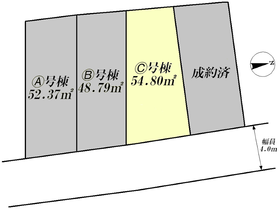   全体区画図(当該Ｃ号棟)、価格6180万円、1LDK+2S、土地面積54.8m2、建物面積97.99m2