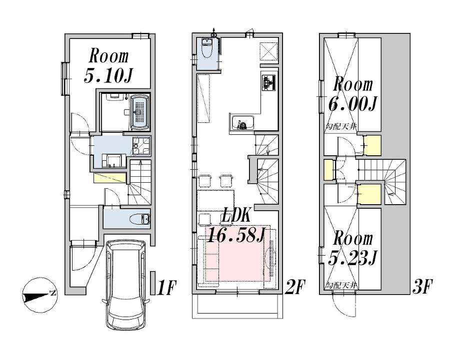   間取図(Ａ号棟)、価格5980万円、2LDK+S、土地面積52.37m2、建物面積85.15m2