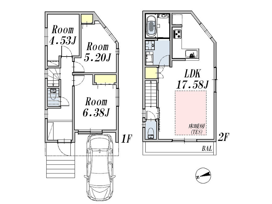   (Ｃ号棟)、価格7780万円、1LDK+2S、土地面積76.5m2、建物面積77.32m2