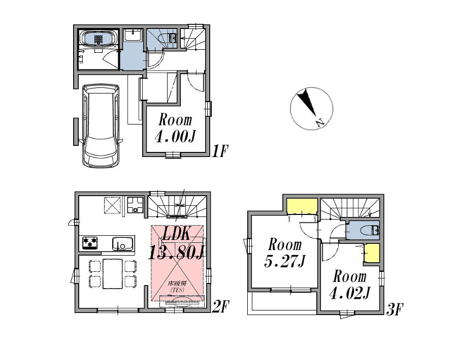   建物プラン例3LDK、土地価格2879万円、土地面積41.34m2、建物価格2101万円、建物面積71.58m2