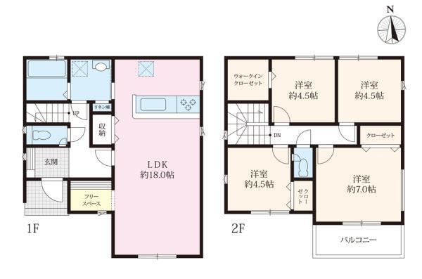 プラン例：2区画　建築面積98.53m2