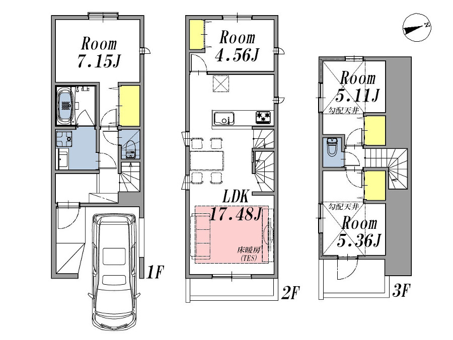   建物プラン例(Ｂ区画)4LDK、土地価格4226万円、土地面積80.1m2、建物価格2354万円、建物面積104.32m2