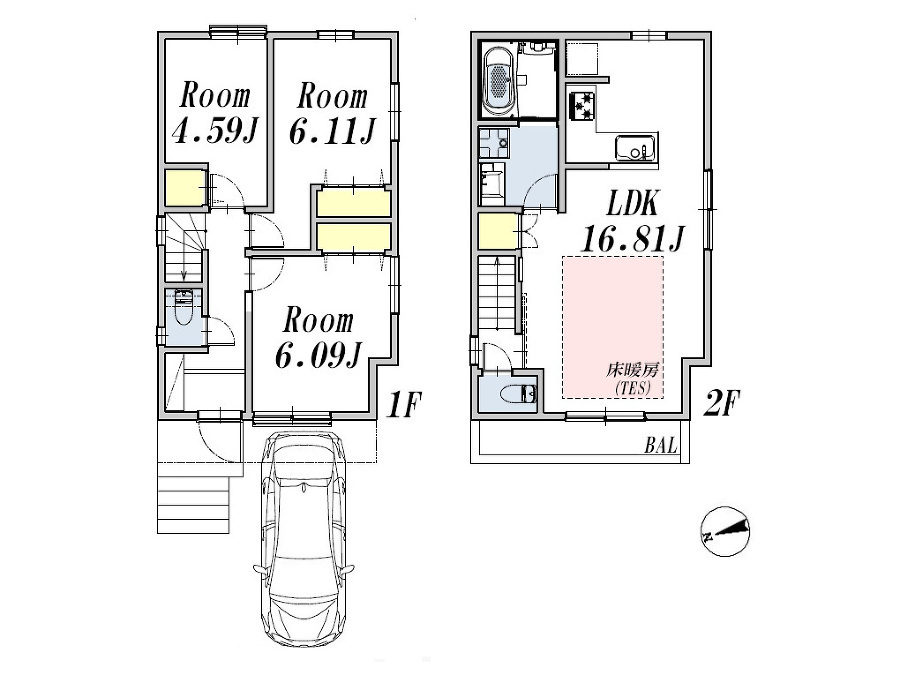   (Ａ号棟)、価格7880万円、1LDK+2S、土地面積76.19m2、建物面積76.44m2