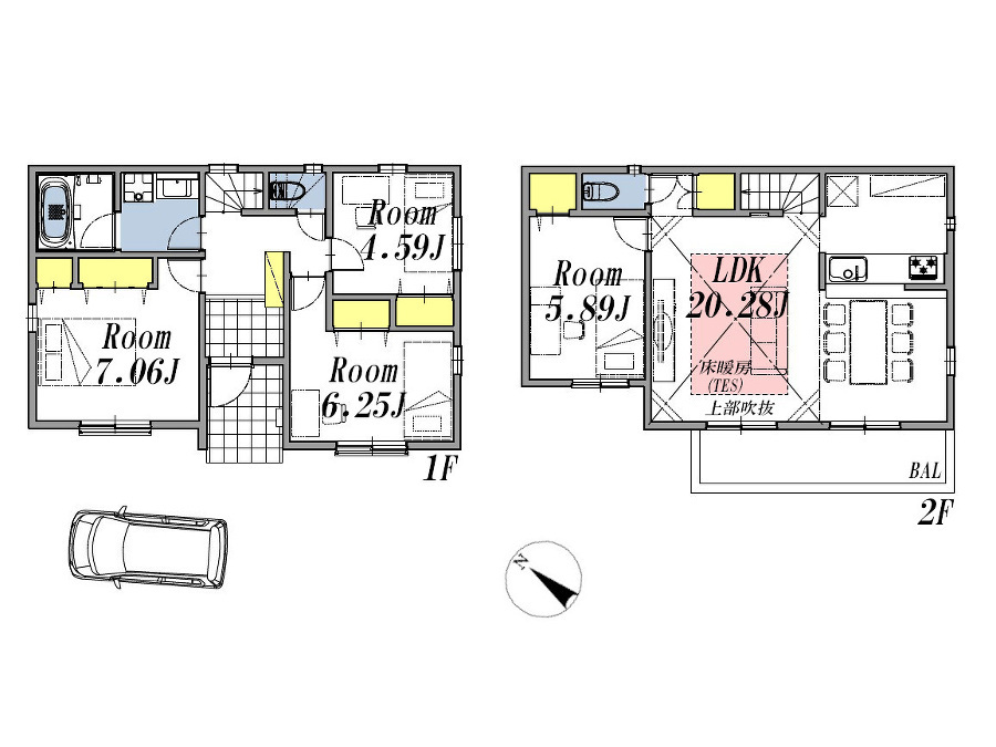   間取図　価格5980万円、3LDK+S、土地面積114.46m2、建物面積97.64m2