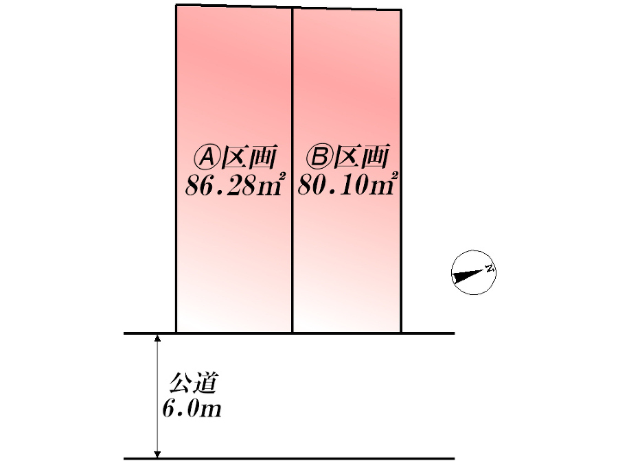   全体区画図（当該Ｂ区画）土地価格4226万円、土地面積80.1m2