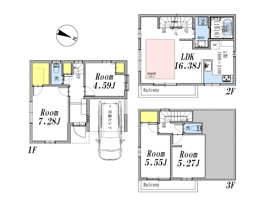   間取図　価格7680万円、2LDK+2S、土地面積68.01m2、建物面積95.57m2