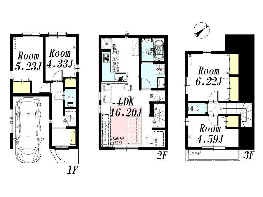  間取図　価格6480万円、2LDK+2S、土地面積52.1m2、建物面積98.72m2