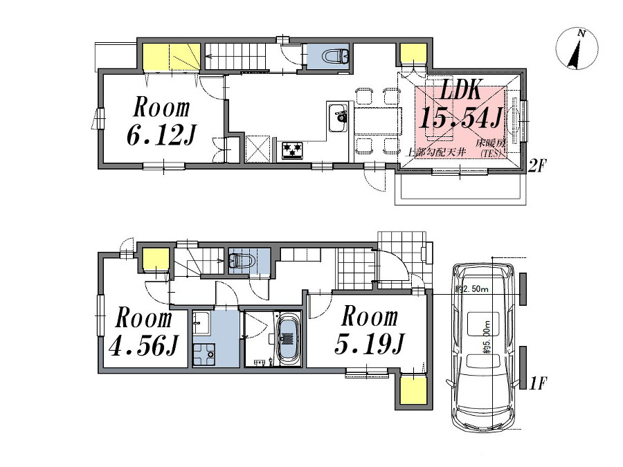   間取図　価格7580万円、3LDK、土地面積75.16m2、建物面積85.8m2