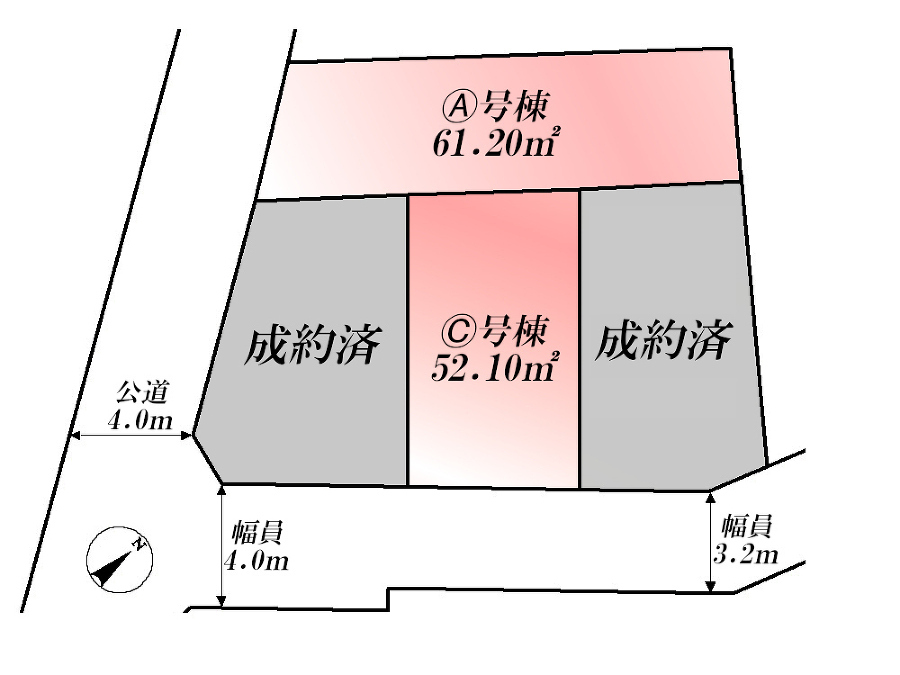   全体区画図(当該Ａ号棟)、価格6780万円、2LDK+2S、土地面積61.2m2、建物面積104.79m2