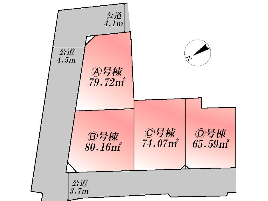   全体区画図(当該Ｃ号棟)、価格7980万円、3LDK+S、土地面積74.07m2、建物面積104.13m2