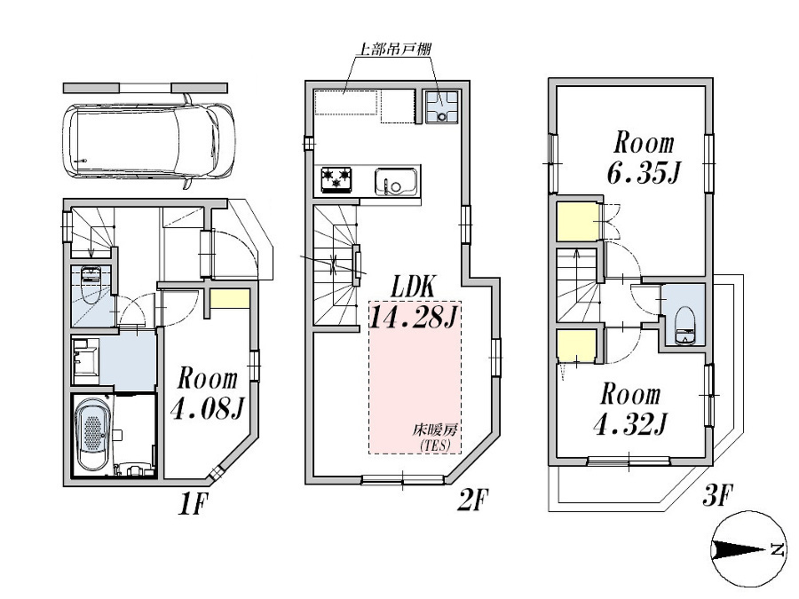   間取図　価格4980万円、3LDK、土地面積41.53m2、建物面積72.91m2