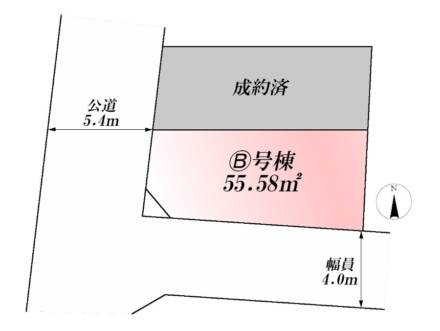   全体区画図（当該Ｂ号棟)、価格7480万円、4LDK、土地面積55.58m2、建物面積97.27m2