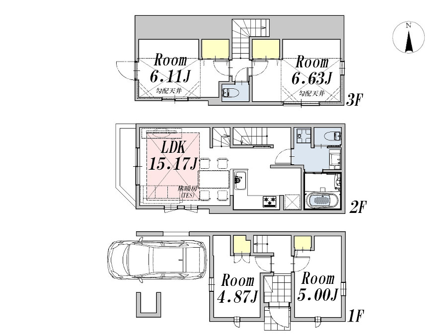   間取図(Ｂ号棟)、価格7480万円、4LDK、土地面積55.58m2、建物面積97.27m2
