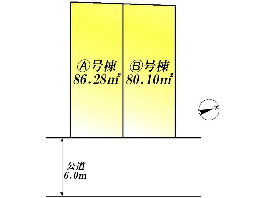   全体区画図（当該Ｂ号棟)、価格6580万円、4LDK、土地面積80.1m2、建物面積103.74m2