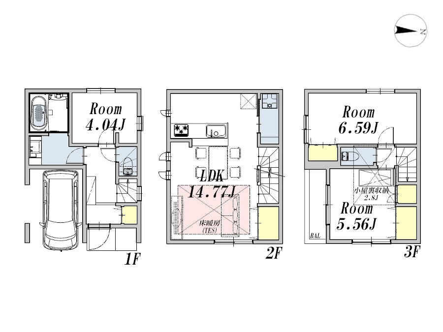   間取図　価格6680万円、2LDK+S、土地面積47.56m2、建物面積84.76m2