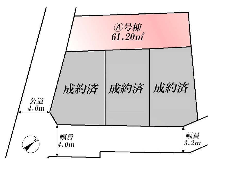   全体区画図(当該Ａ号棟)、価格6780万円、2LDK+2S、土地面積61.2m2、建物面積104.79m2