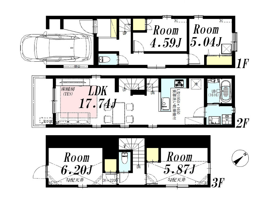  間取図　(Ａ号棟)、価格6780万円、2LDK+2S、土地面積61.2m2、建物面積104.79m2