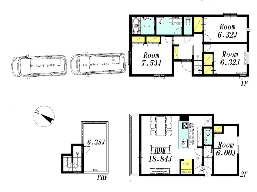   建物プラン例(C区画)4LDK、土地価格7455万円、土地面積133.04m2、建物価格3025万円、建物面積105.98m2