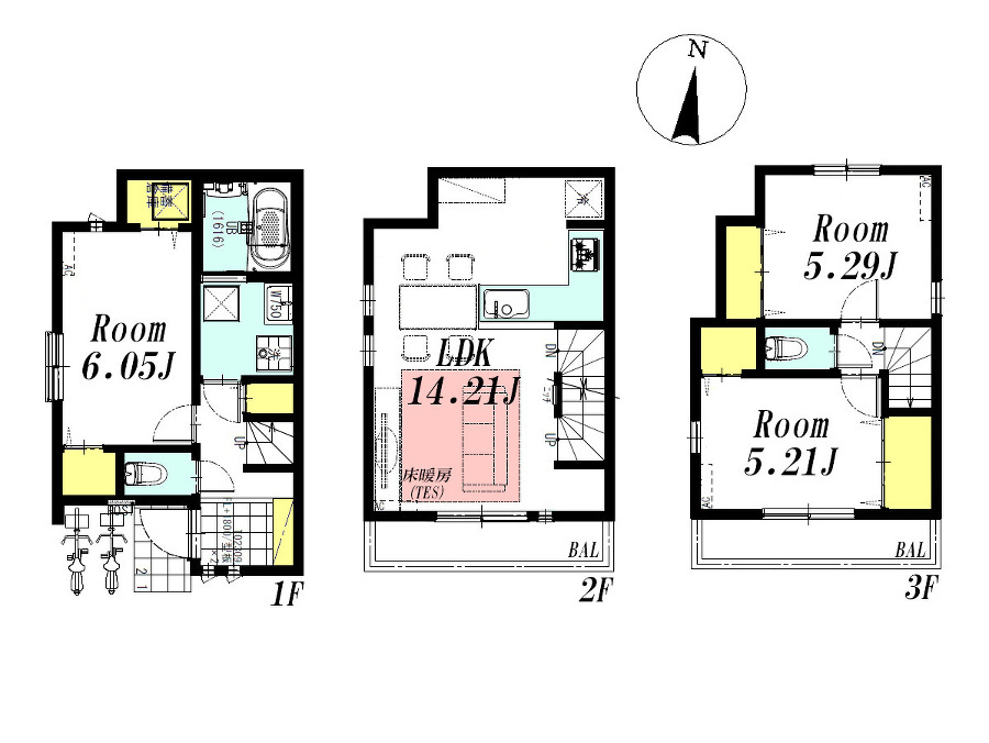   間取図　価格1億980万円、2LDK+S、土地面積46.78m2、建物面積75.88m2