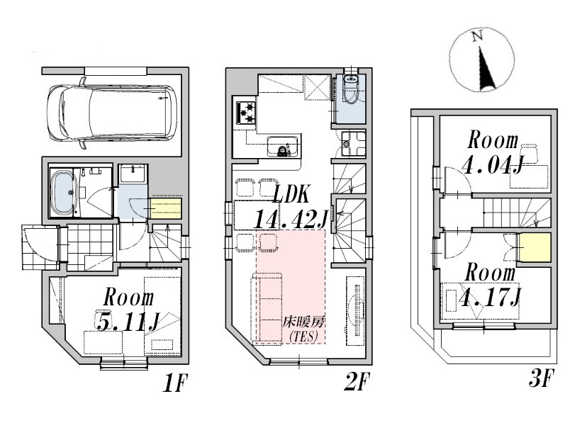   建物プラン例(A区画)2LDK+S、土地価格3669万円、土地面積41.26m2、建物価格2211万円、建物面積70.63m2