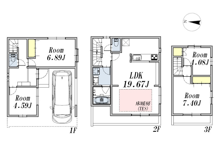   間取図　価格6780万円、3LDK+S、土地面積72.52m2、建物面積116.22m2